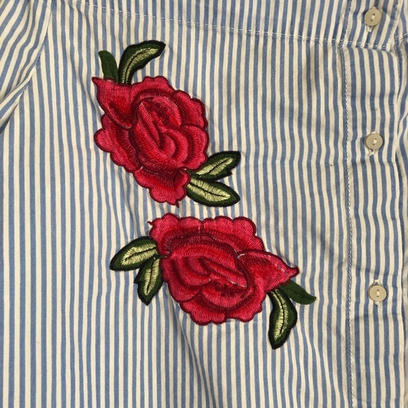 Japna Embroidered Floral Off The Shoulder Button Up Top E6 - Picture 3 of 6